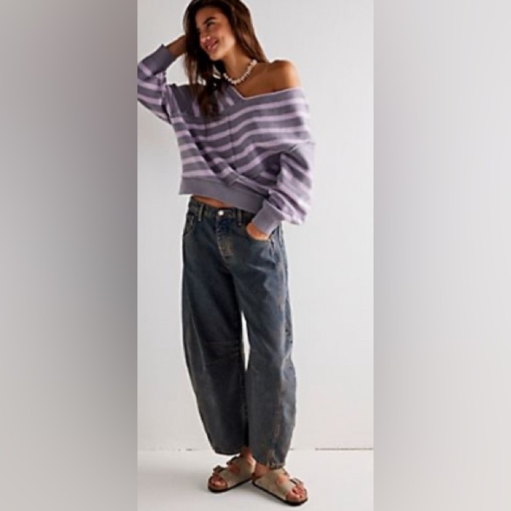 Free People Good Luck Barrel Jeans in Ian indigo size 28